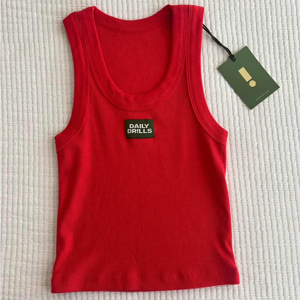 Daily Drills Logo Ribbed Tank in Heart size XS/S